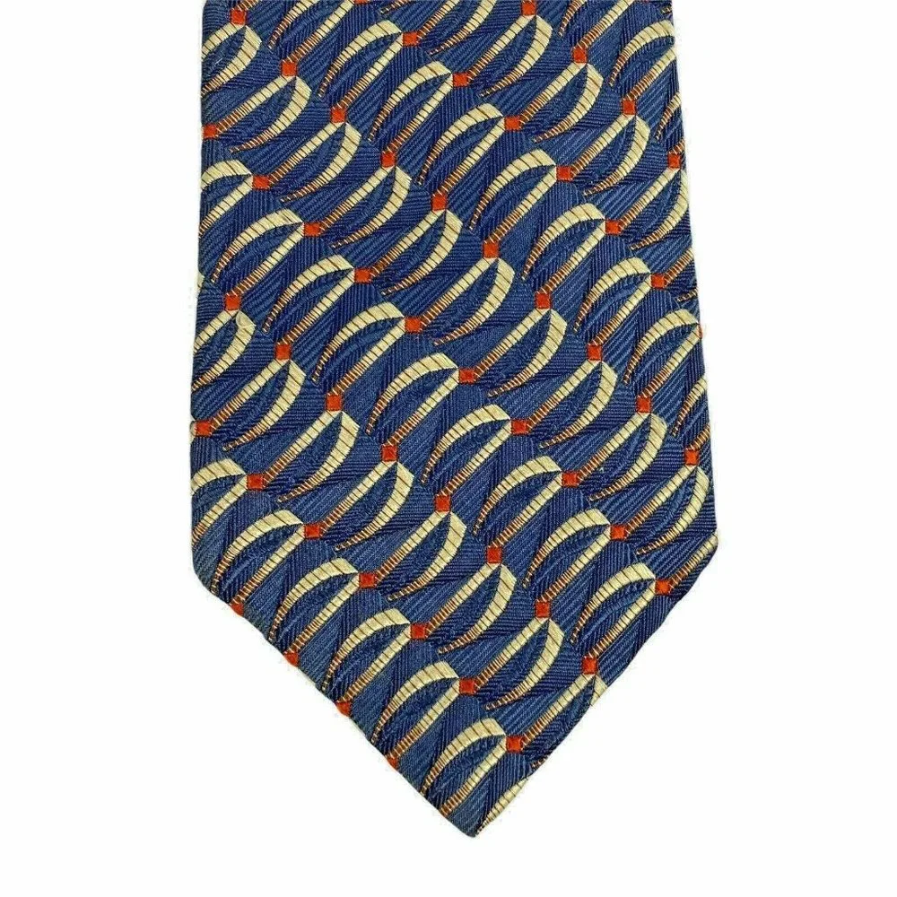 JOS‎ A BANK Blue Gold Interlocking Geometric Tie